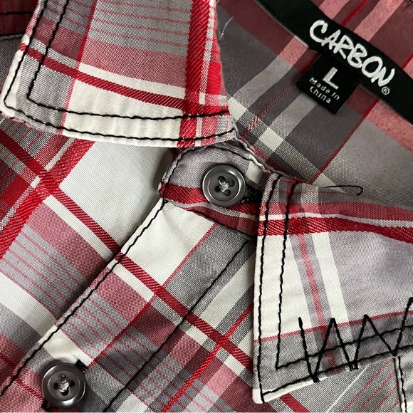 Carbon Plaid Women’s Slim Fit Roll-Tab Sleeves Button Down Collared Perfect NWOT - Picture 7 of 16